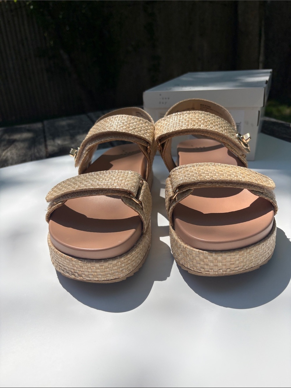 A New Day- Natural Woven Platform Sandals Sz 11 - Picture 4 of 9